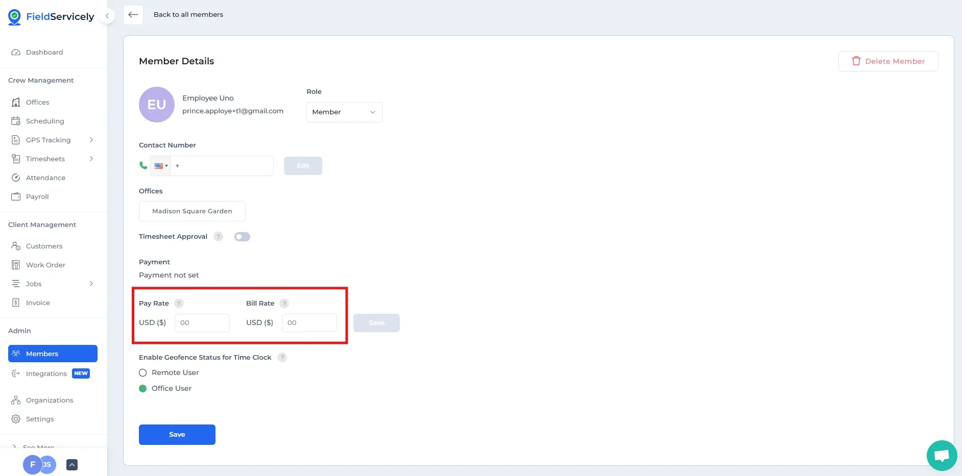 Thumbnail for How can I set hourly pay rate of the members in FieldServicely?