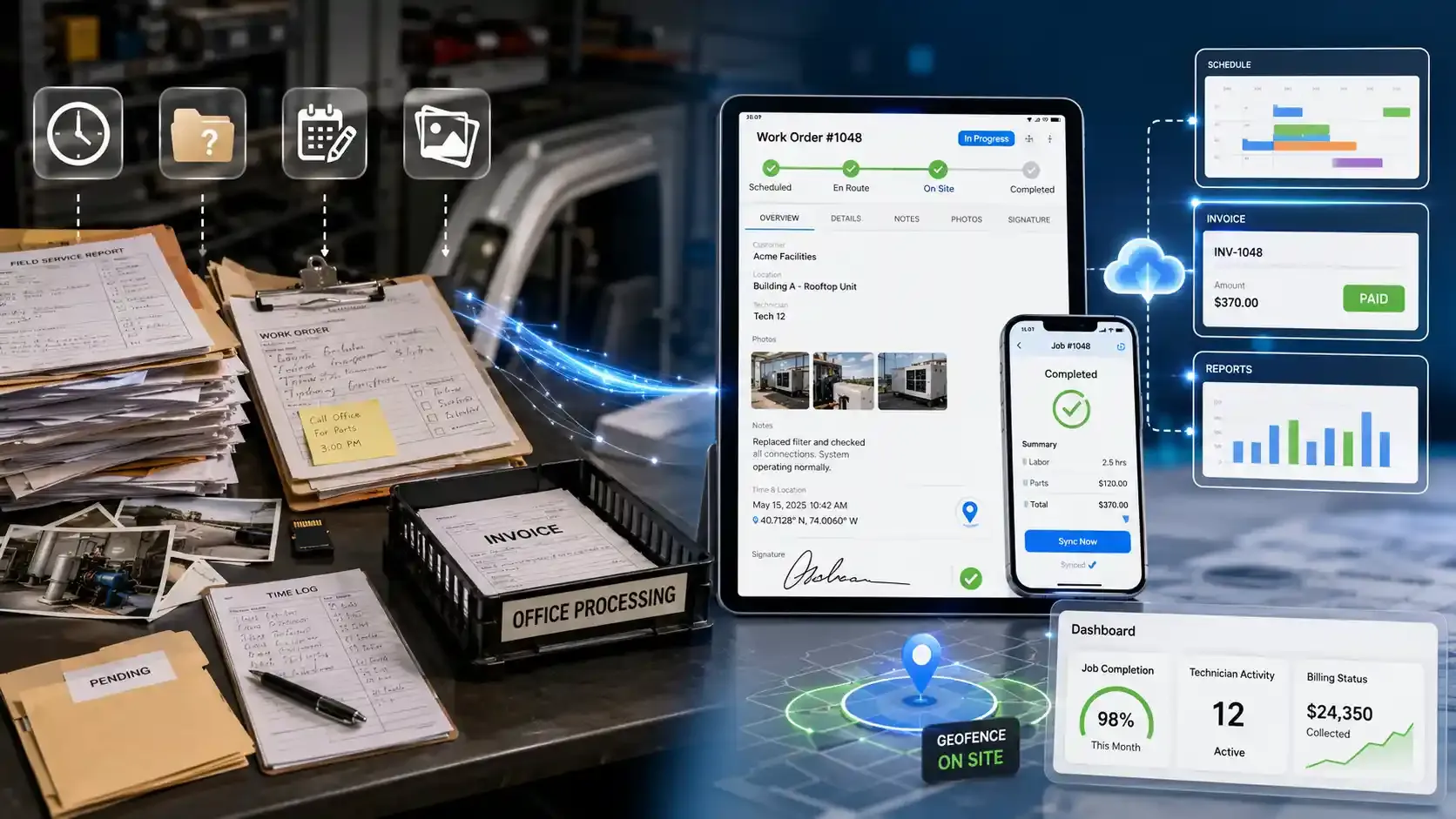 Paper field reports transitioning into a real-time digital service app 