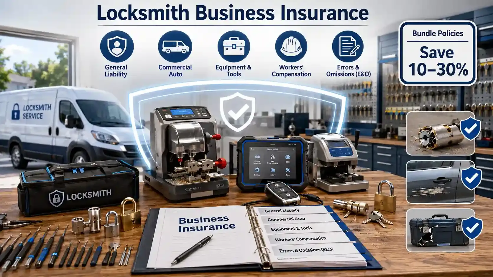 Locksmith business insurance protecting tools, van, and equipment