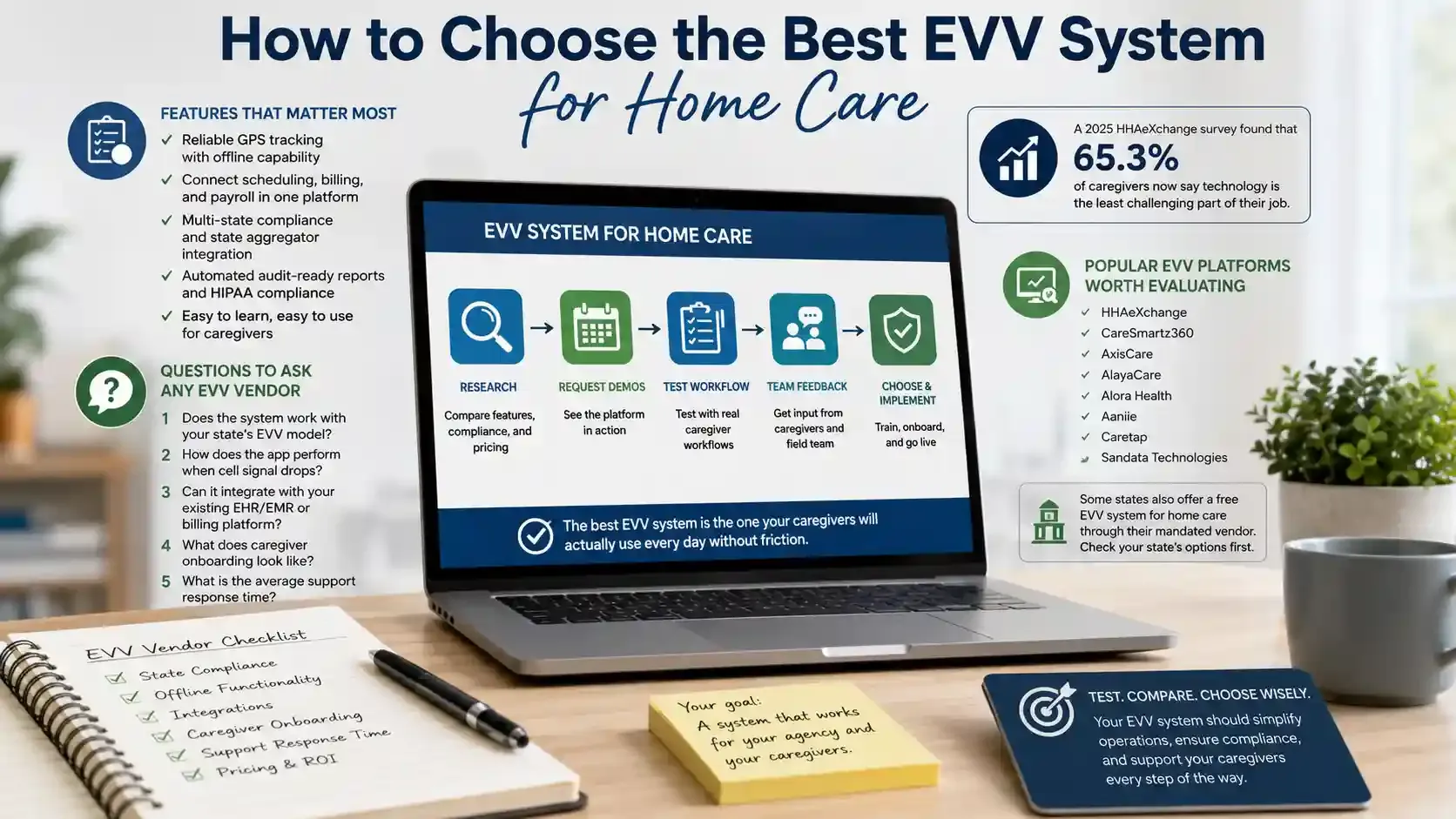 EVV system selection dashboard with home care software comparison