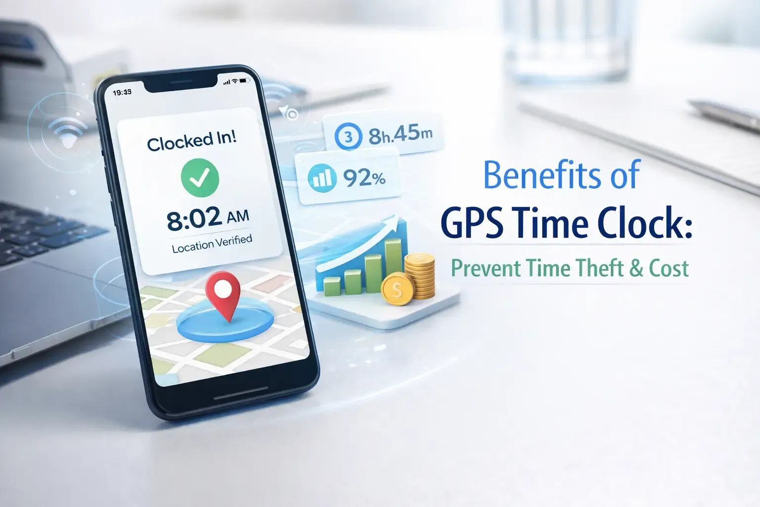 GPS time clock app showing verified mobile check-in