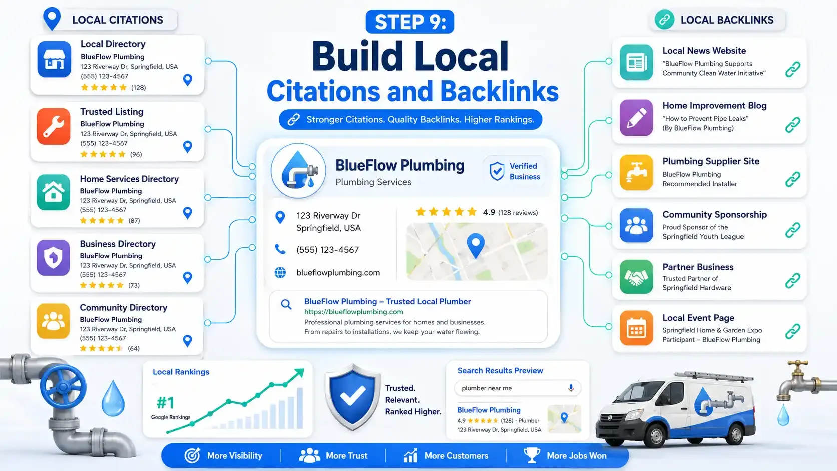 Local citations and backlinks boosting plumbing SEO