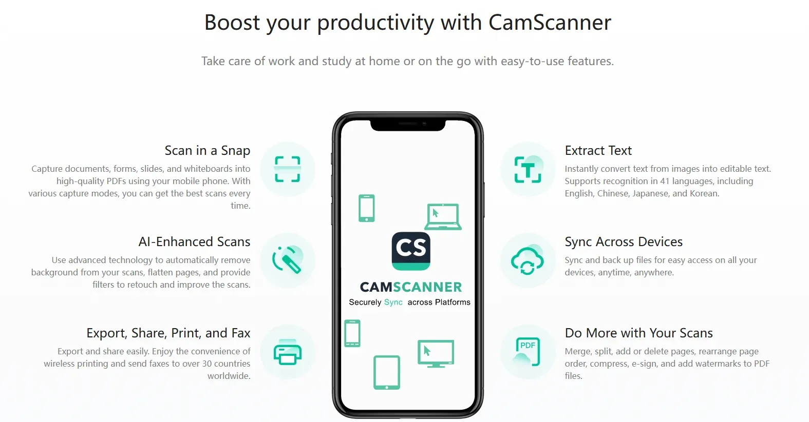 CamScanner app, for scanning sales documents