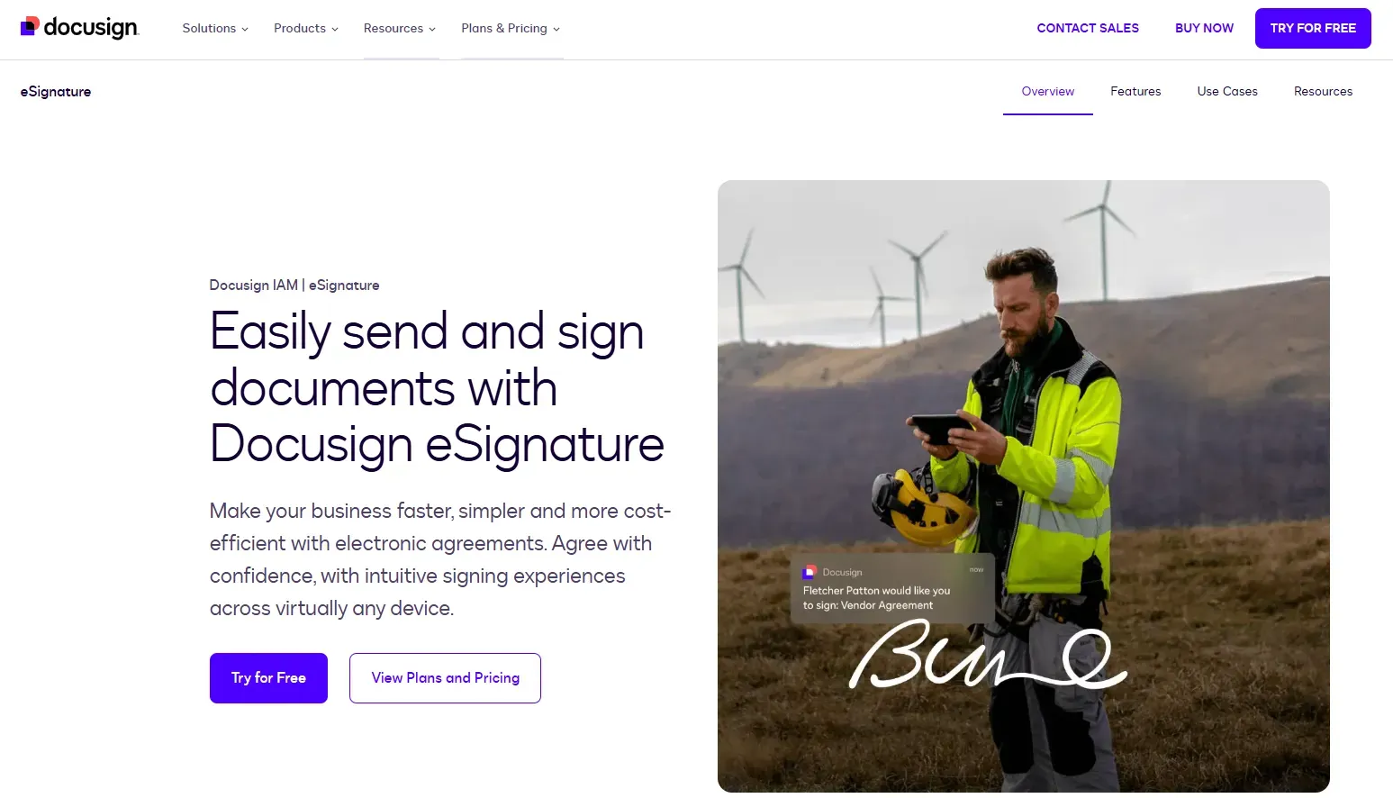 DocuSign app, for signing sales documents