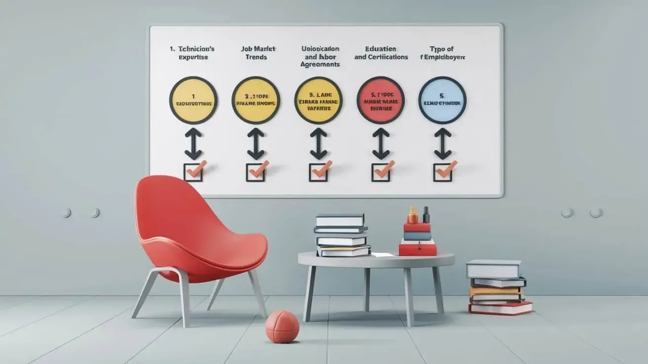 An illustration of factors affecting HVAC technicians' salaries.