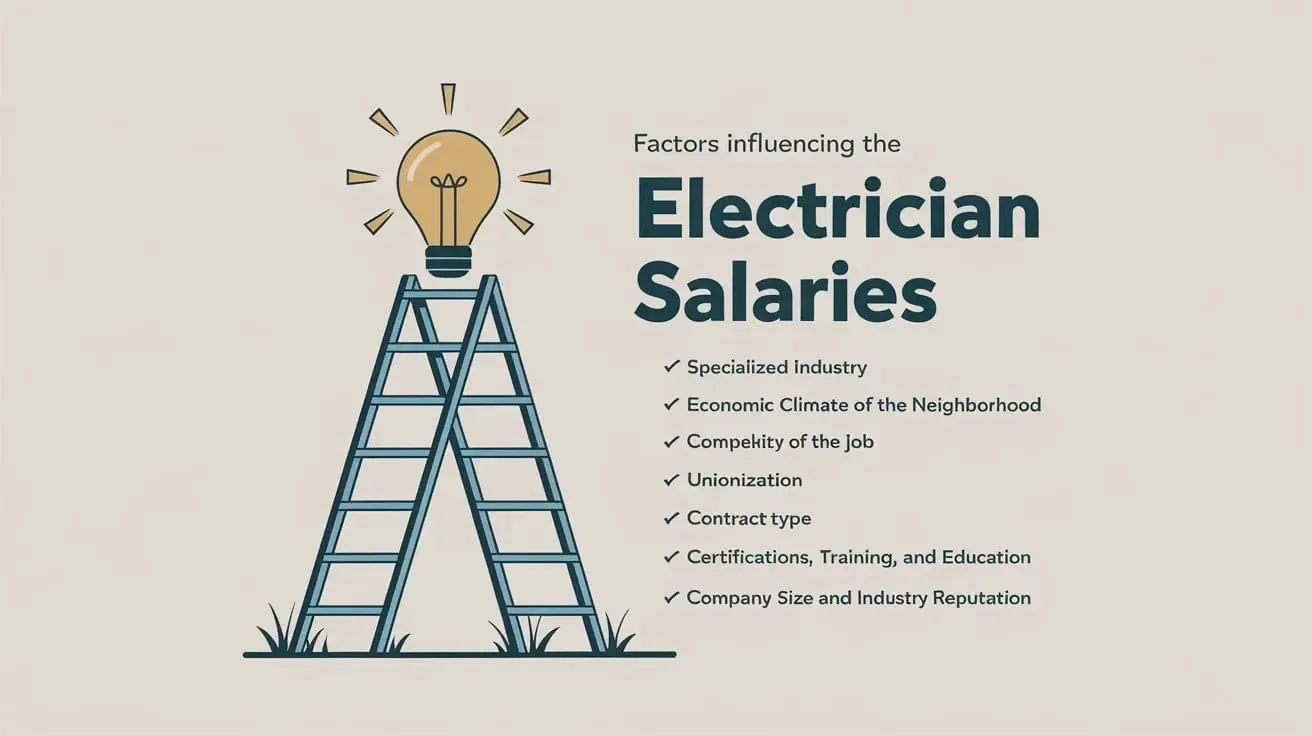 An image interpretation enlisting the factors influencing electrician salaries.
