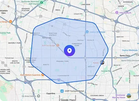 Geofenced attendance map with worker check-in zone
