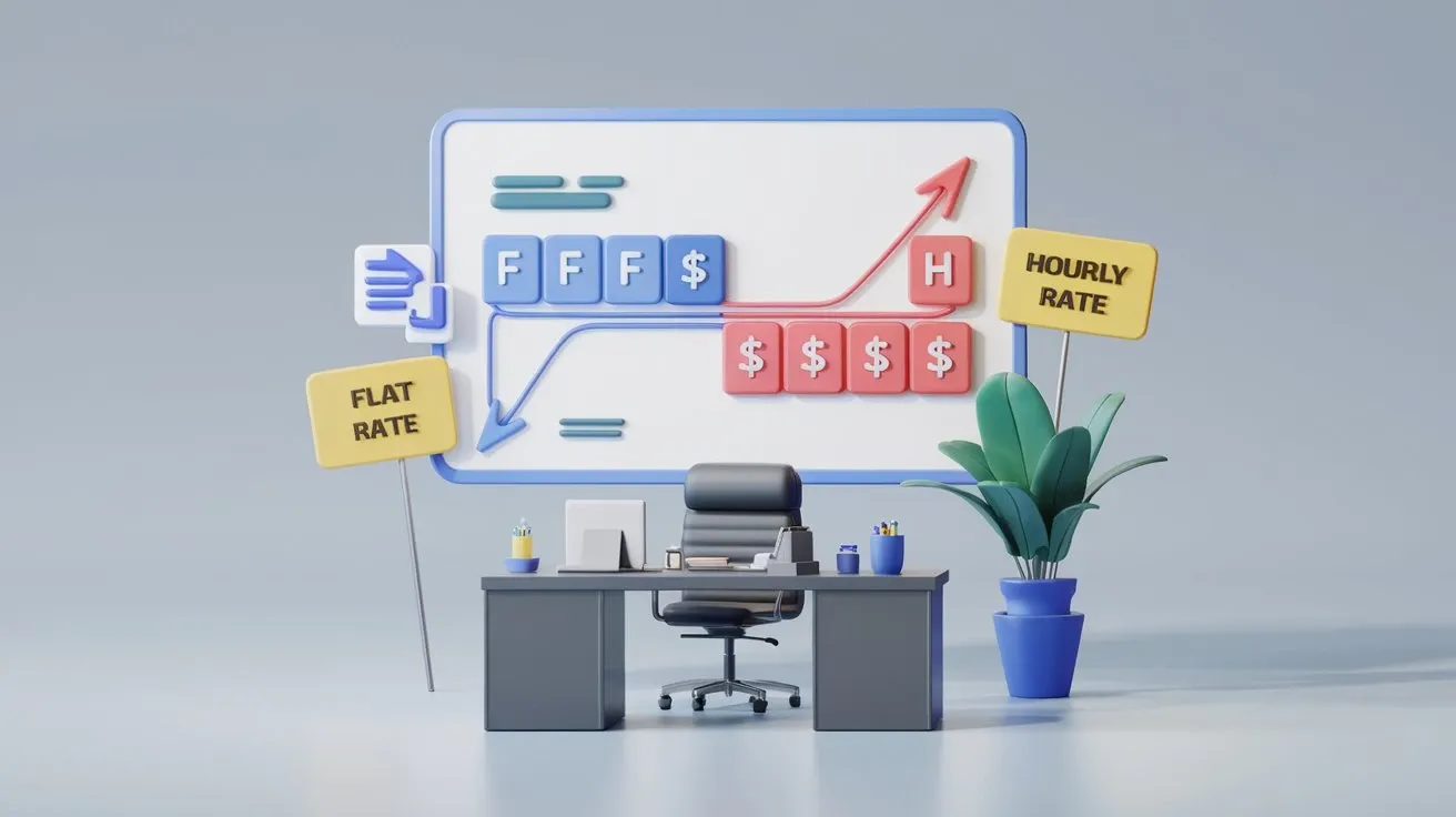An illustration of flat rate vs hourly rate. 