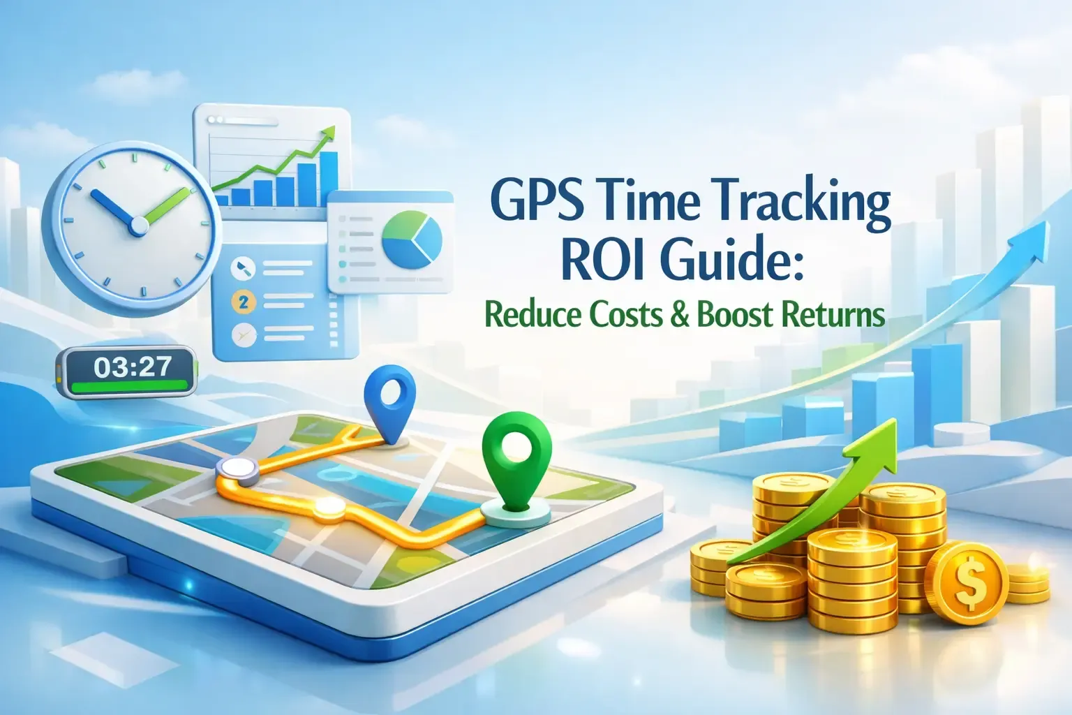 GPS time tracking ROI graphic with maps and savings