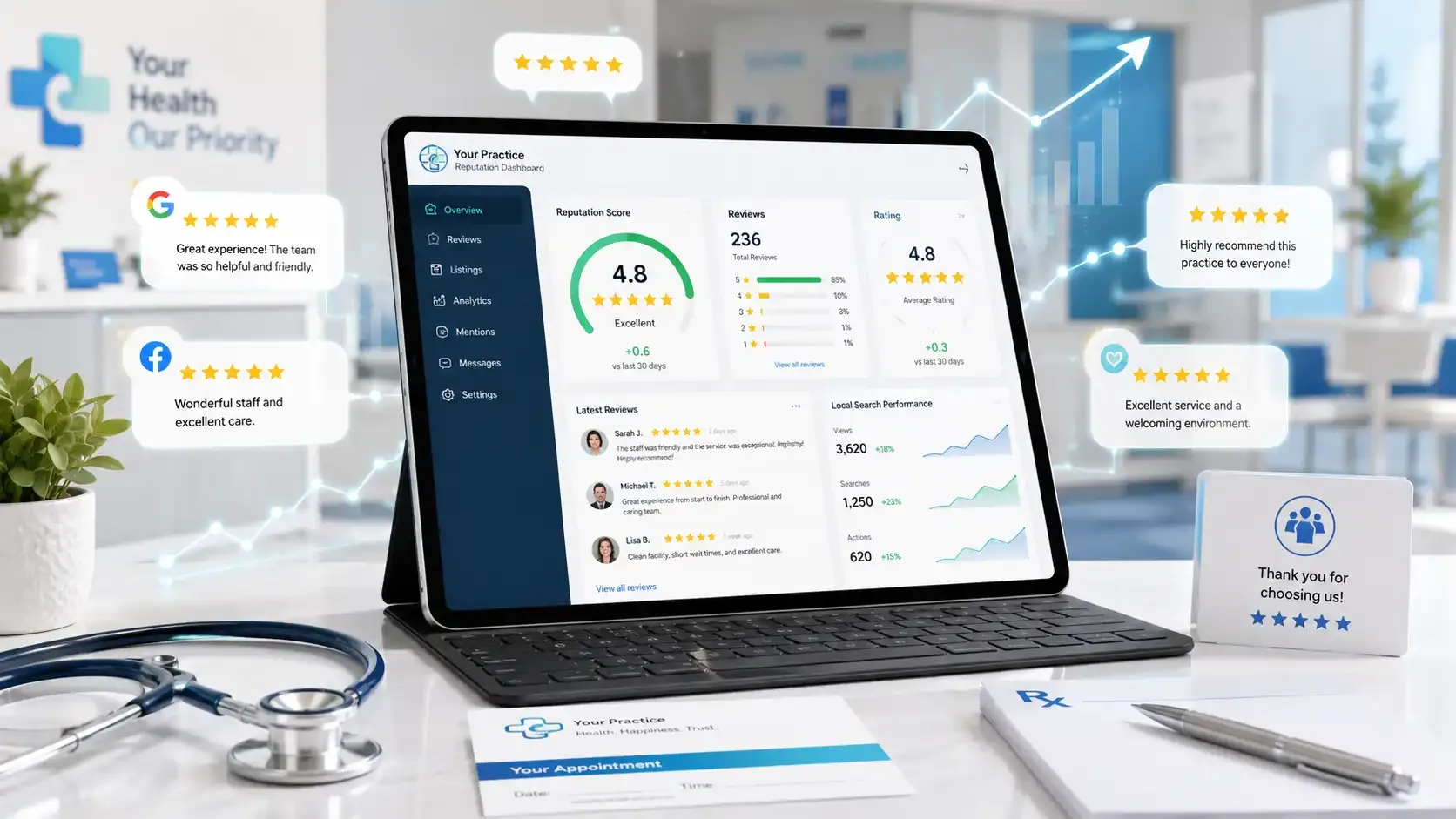 Patient leaving online review for doctor
