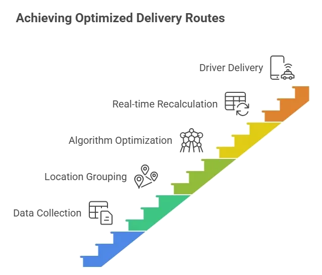Tablet showing delivery route map and performance summary on a work desk
