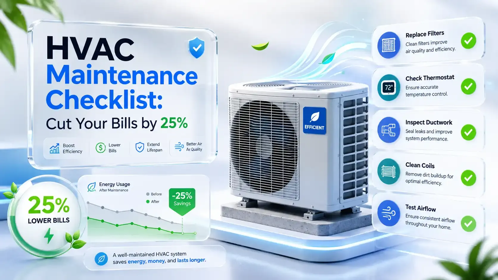 HVAC maintenance checklist with 25% lower energy bills