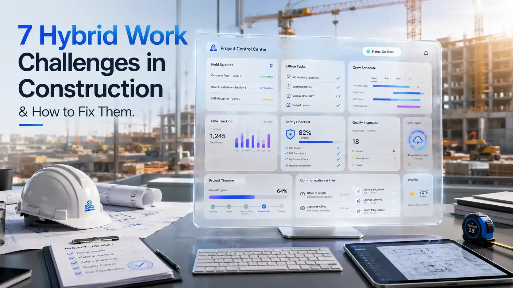 Hybrid work challenges in construction dashboard view
