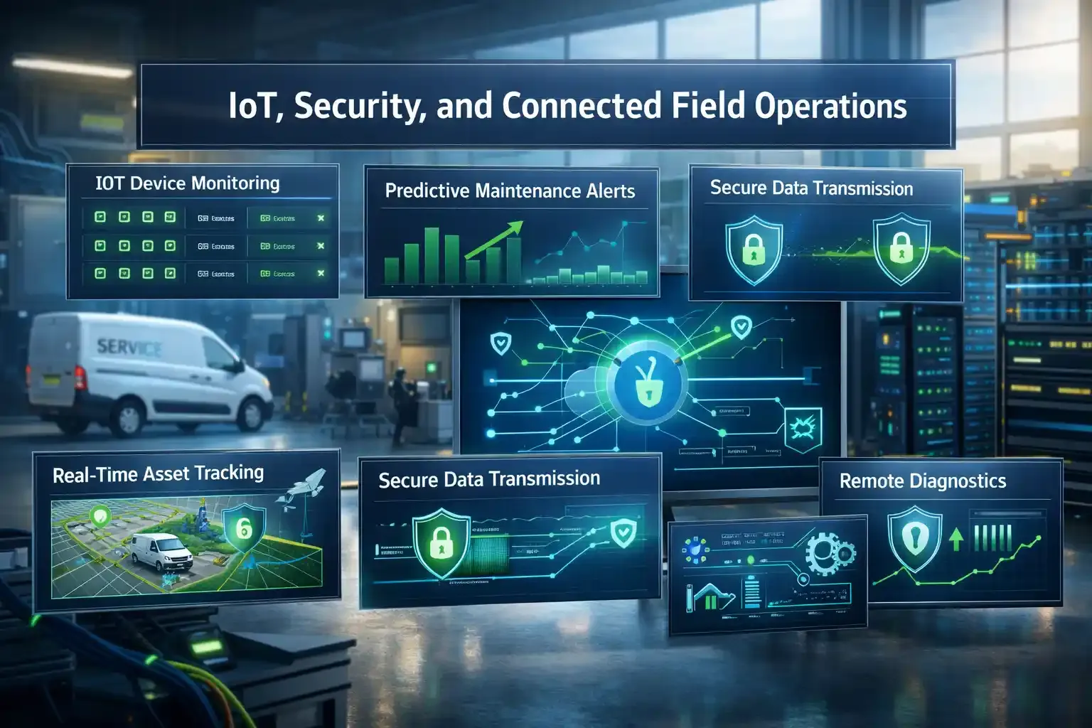 IoT security dashboards in a connected field operations center