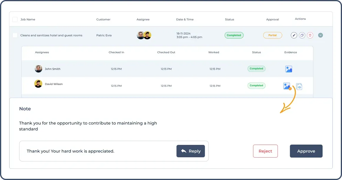 Jobs view and approval page.