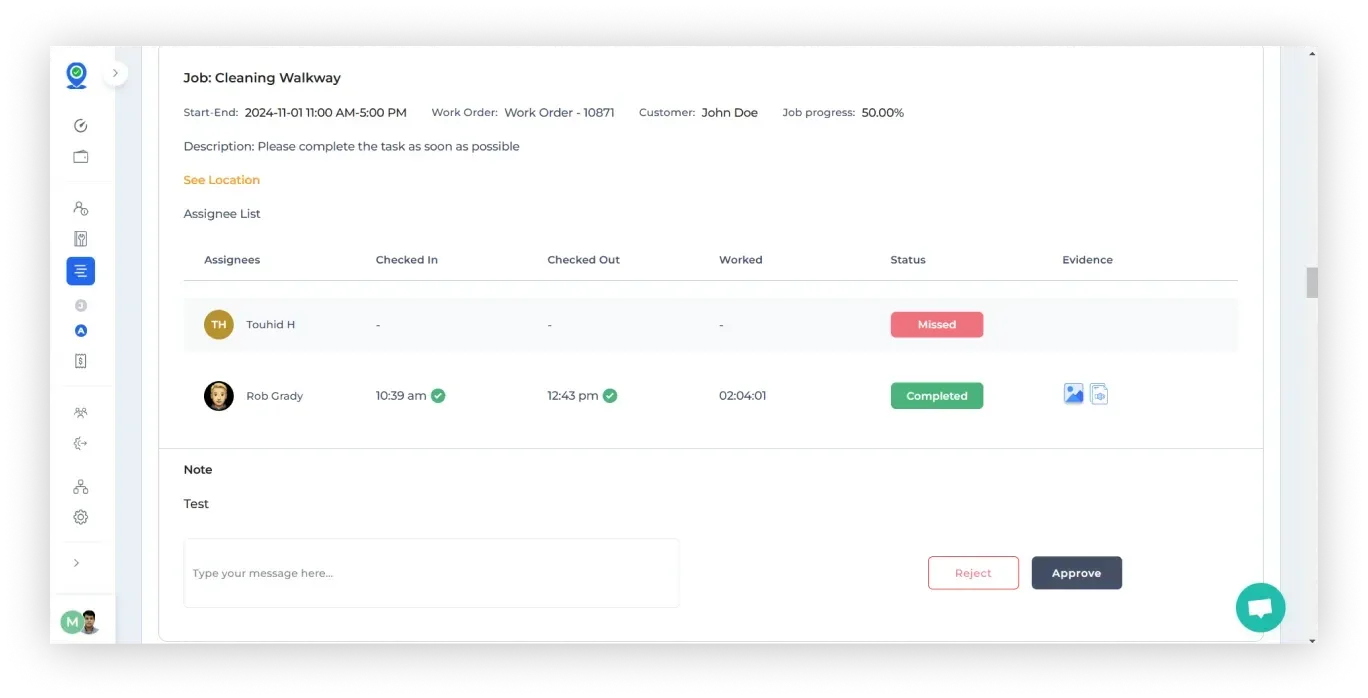 view of completed jobs and it’s report