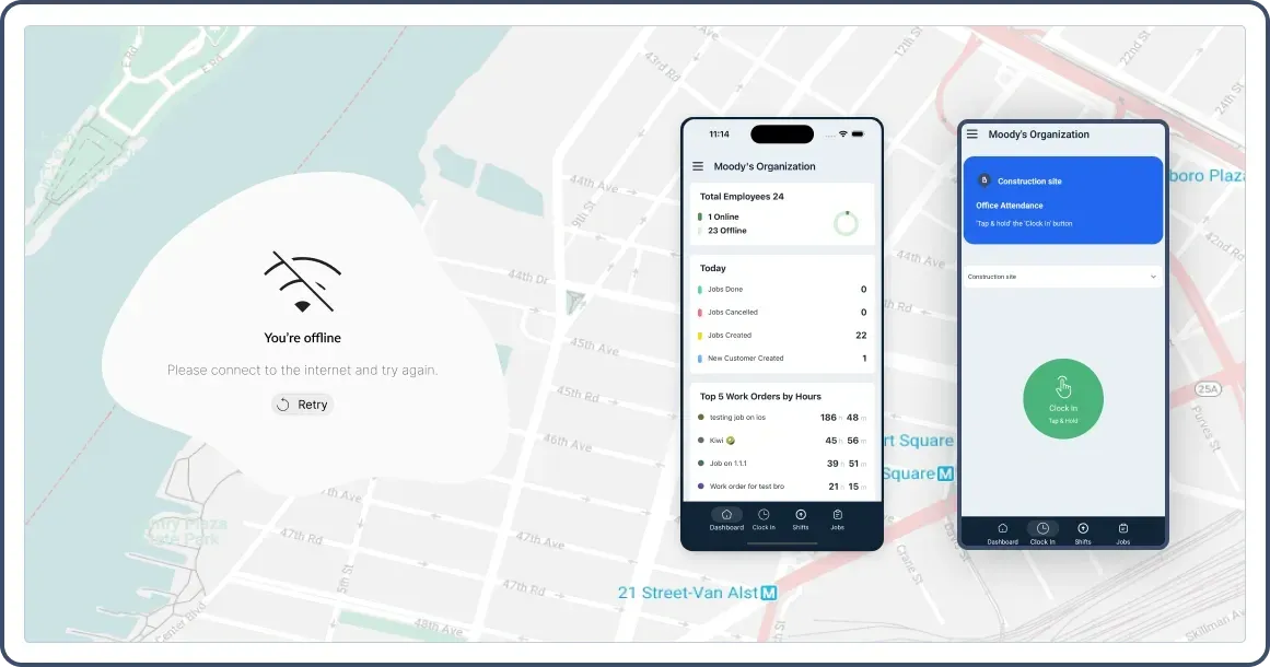 tracking in the mobile app even if there is no network 