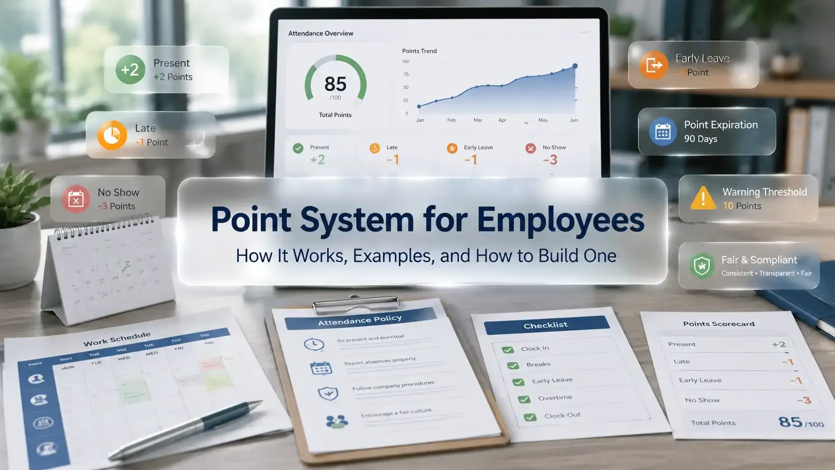 Point system for employees feature image with attendance dashboard