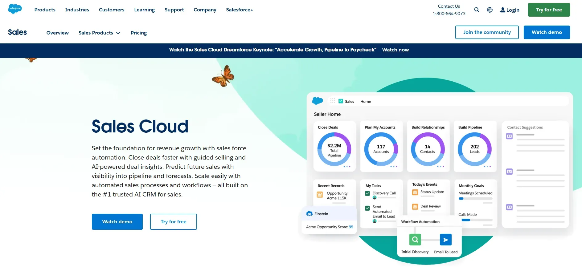 Salesforce Sales Cloud homepage, great app for sales reps working outside