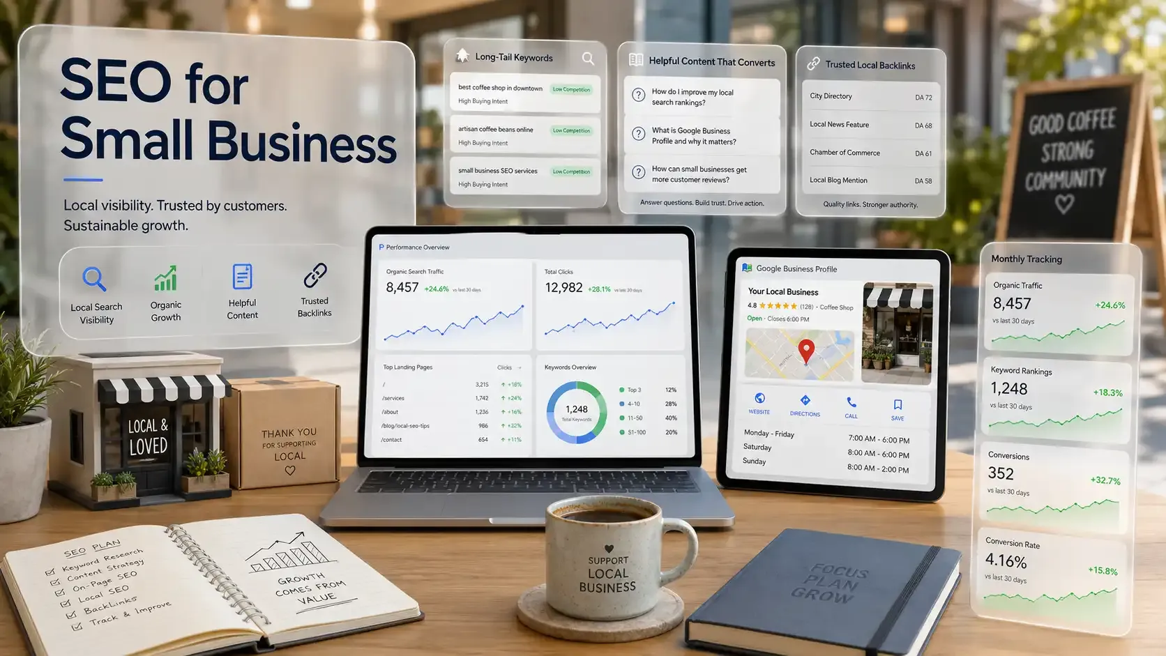 Seo dashboard and planning for a small business
