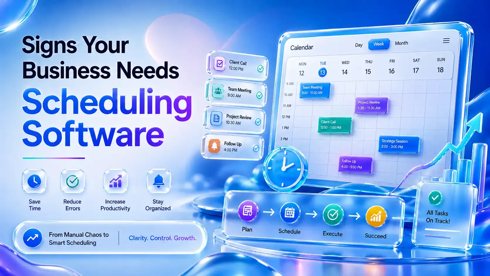 Scheduling software dashboard with weekly calendar view