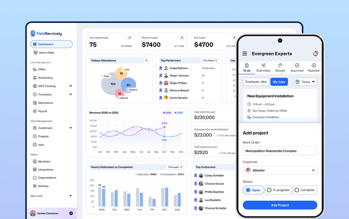 Web and mobile app required for snow removal business shown