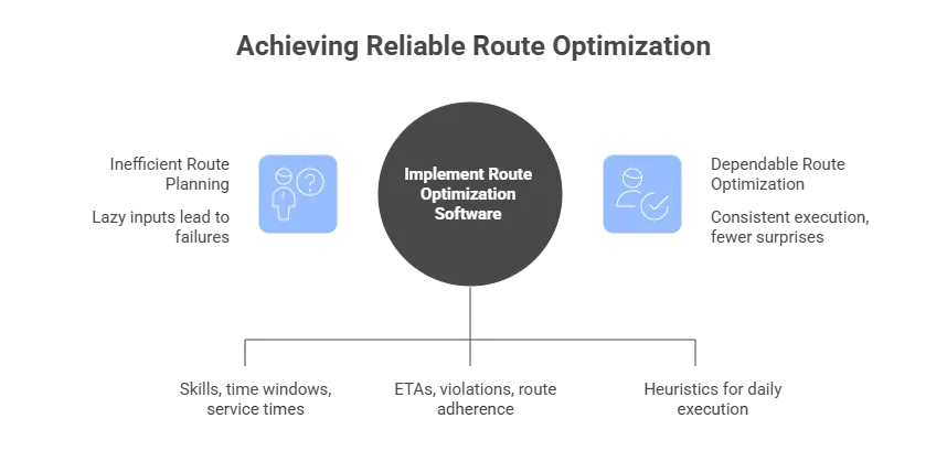 Checklist diagram for implementing route optimization software