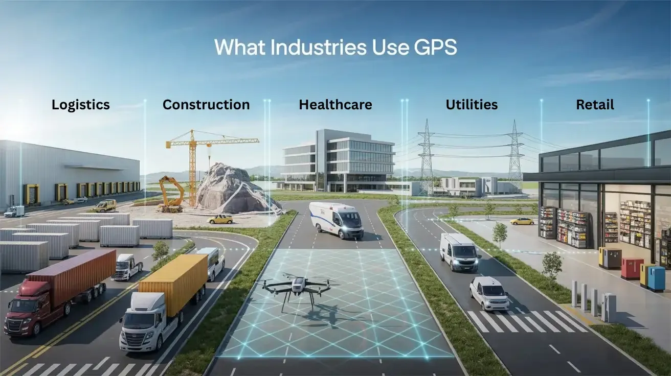 Logistics, construction, healthcare, utilities, and retail using GPS