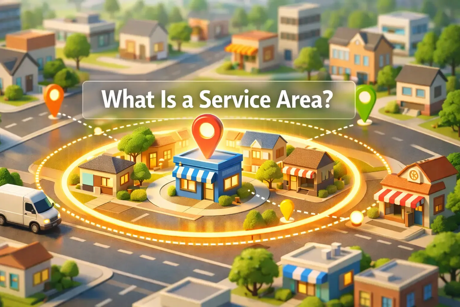 Service area map showing local business coverage zone